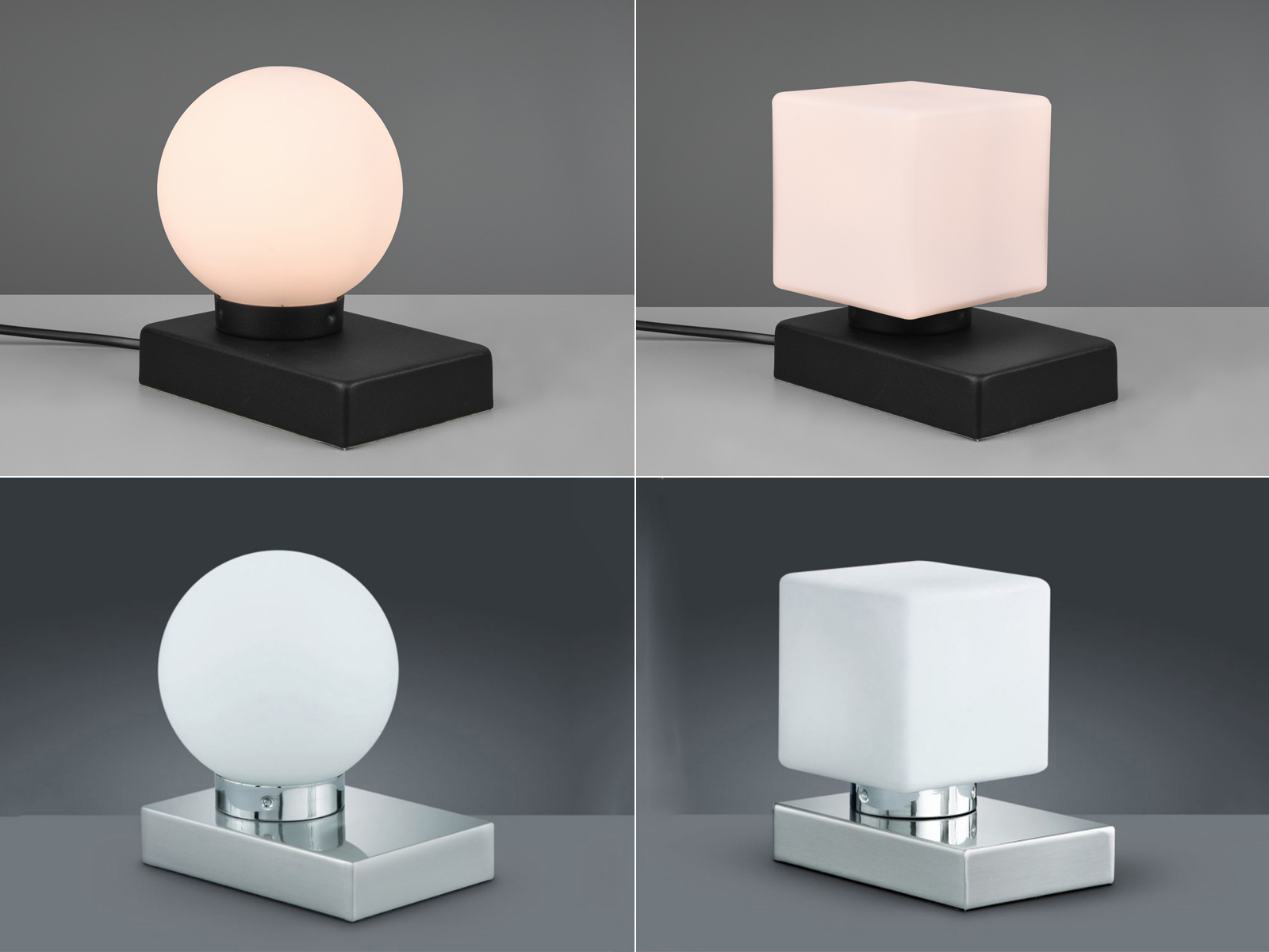 Kleine Tischlampen Glasschirm Weiß im Bauhaus Stil mit Touch Funktion