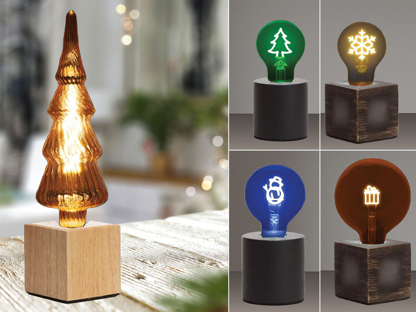 Tischlampen mit Deko LED Glühbirnen Weihnachten